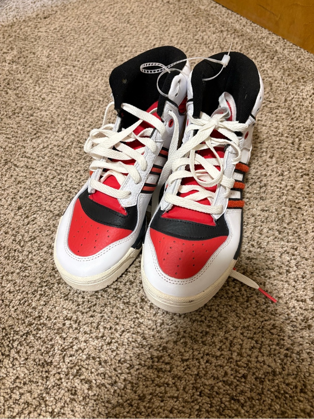adidas White, Red & Black High-Top Sneakers